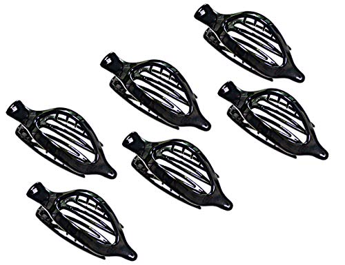 XZP Curved Duckbill Hair Clips for Women Medium Black French Strong Comfortable Hold Hair Clips for Ponytail (Black Hair Clips 6pcs in set)