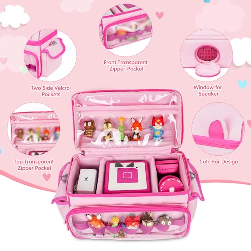 Image of Carrying Case Compatible with Toniebox Starter Set,Cute Storage Bag for Tonies Figures Characters,Tonies Headphones & Accessories, Pink, Modern