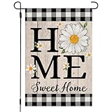 Home Sweet Home Floral Sunflower Daisy Garden Flag 12×18 Inch Double Sided Flowers Farmhouse Seasonal Flag(C)