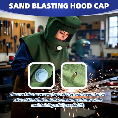 WZKO Sand Blasting Hood Cap - Hardened PC Lenses, Anti-Scratch & Scratch-Resistant Protective Gear for Painting, Dusting, Grinding