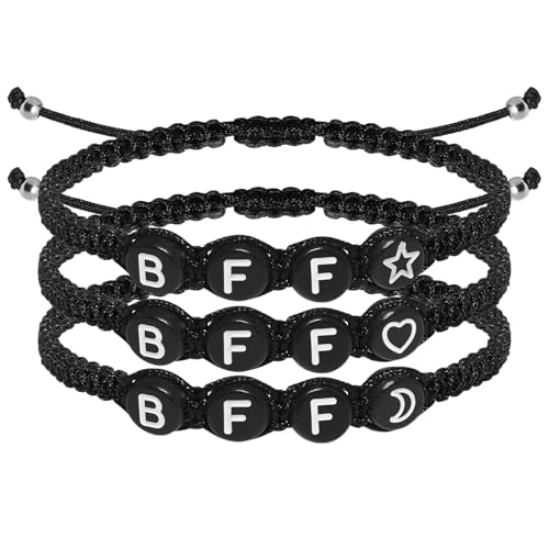 Image of Braided Rope Bracelet Adjustable Jewelry for Family Sisters Mom Grandma BFF | Adjustable black woven rope bracelets with personalized letter engraving.gifts for family, sisters, grandma & best friends