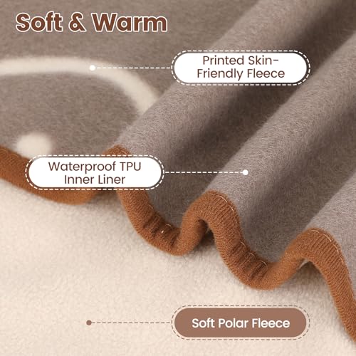 IDOGCHEW Hundedecke Wasserdicht 100x75 cm, Geeignet für Katzen & Kleine bis Mittelgroße Hunde, Hundedecke waschbar aus Sherpa Fleece, Flauschig und Weich Maschinenwaschbar - Braun