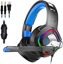 Headset Noise Canceling for PS4 Gaming Headset, 360 ° Pickup Microphone，Over-Ear Gaming Headphones,LED Light ，Noise Cancellation Over Ear ， for Xbox One PC Laptop Tablet Mac Smart Phone