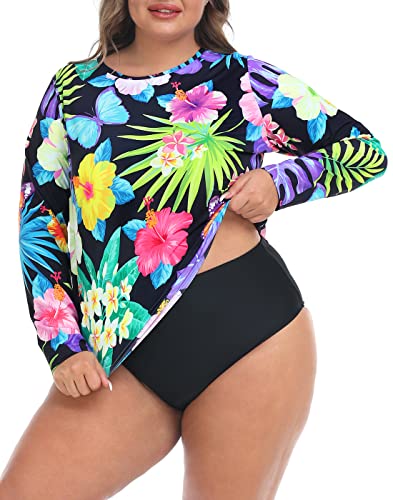 HDE Plus Size Rash Guard for Women UPF 50 Quick Dry Long Sleeve Swim Top4