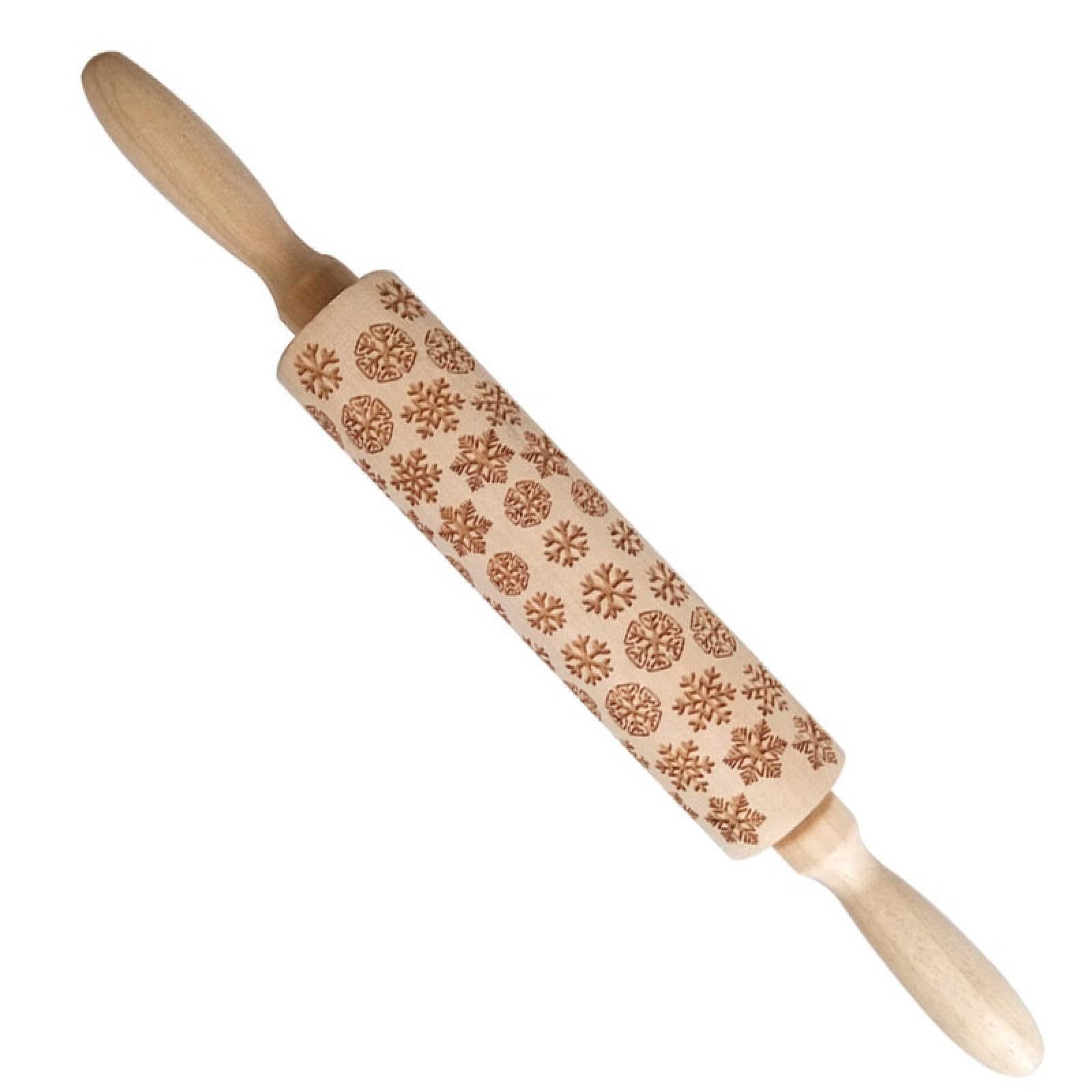 Hornear galletas con relieve,Rodillos con relieve Rodillo de madera con impresión navideña, rodillo tallado de madera en relieve, alce, copo de nieve, árbol de Navidad, muñeco de nieve, galleta(Chocol