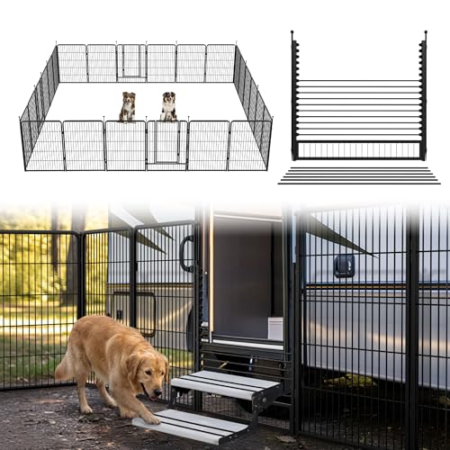 Image of FXW Instant Dog Playpen with RV Step Grid for RV Camping, 40 inch H, 24 Panels