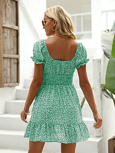 Image of Womens Babydoll Mini Dress Casual Square Neck Short Sleeve Summer Dresses