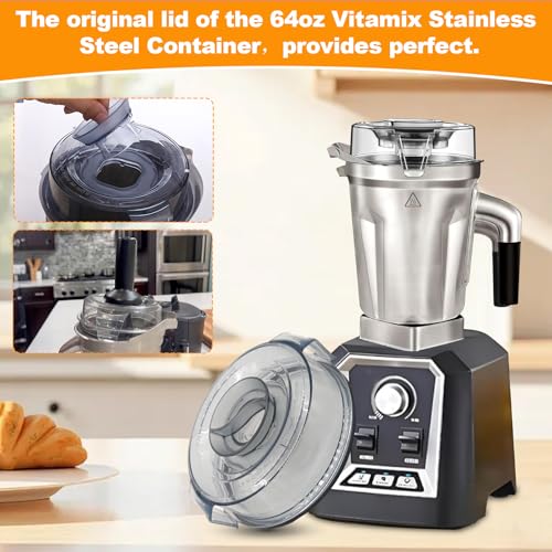 Image of Pure Realm Transparent Replacement Lid Compatible with 64-Ounce Stainless Steel Container,Not compatible with the Vitamix official stainless steel Container