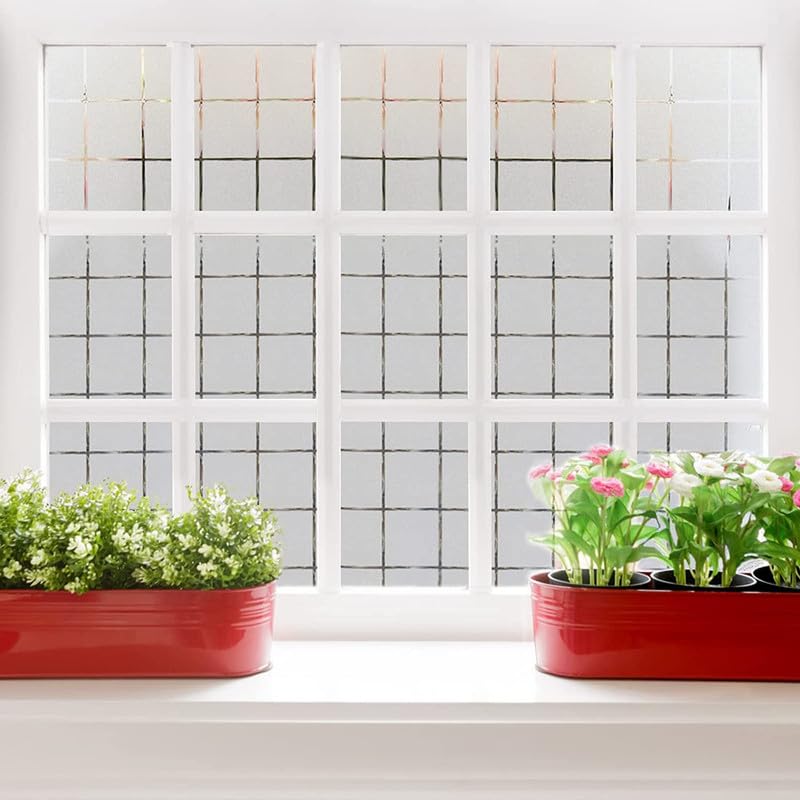 Image of Window Glass Film for Privacy, Self Adhesive Window Sticker, Sun Blocking Sticker Frosted Glass Film for Windows, bathrooms, Office Cabins, Living Rooms - Frosted Box, 24 X 200 Inchs