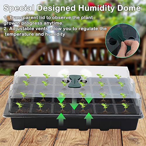 Jiaquan 5-Pack 120 Cells Seed Trays Seedling Starter Tray, Humidity Adjustable Plant Starter Kit With Dome And Base Greenhouse Grow Trays Mini Propagator For Seeds Growing Starting #TOP4