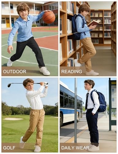 Image of QBK Relaxed Fit Stretch School Uniform Pant Chino Pants for Toddler to Youth Boys and Girls