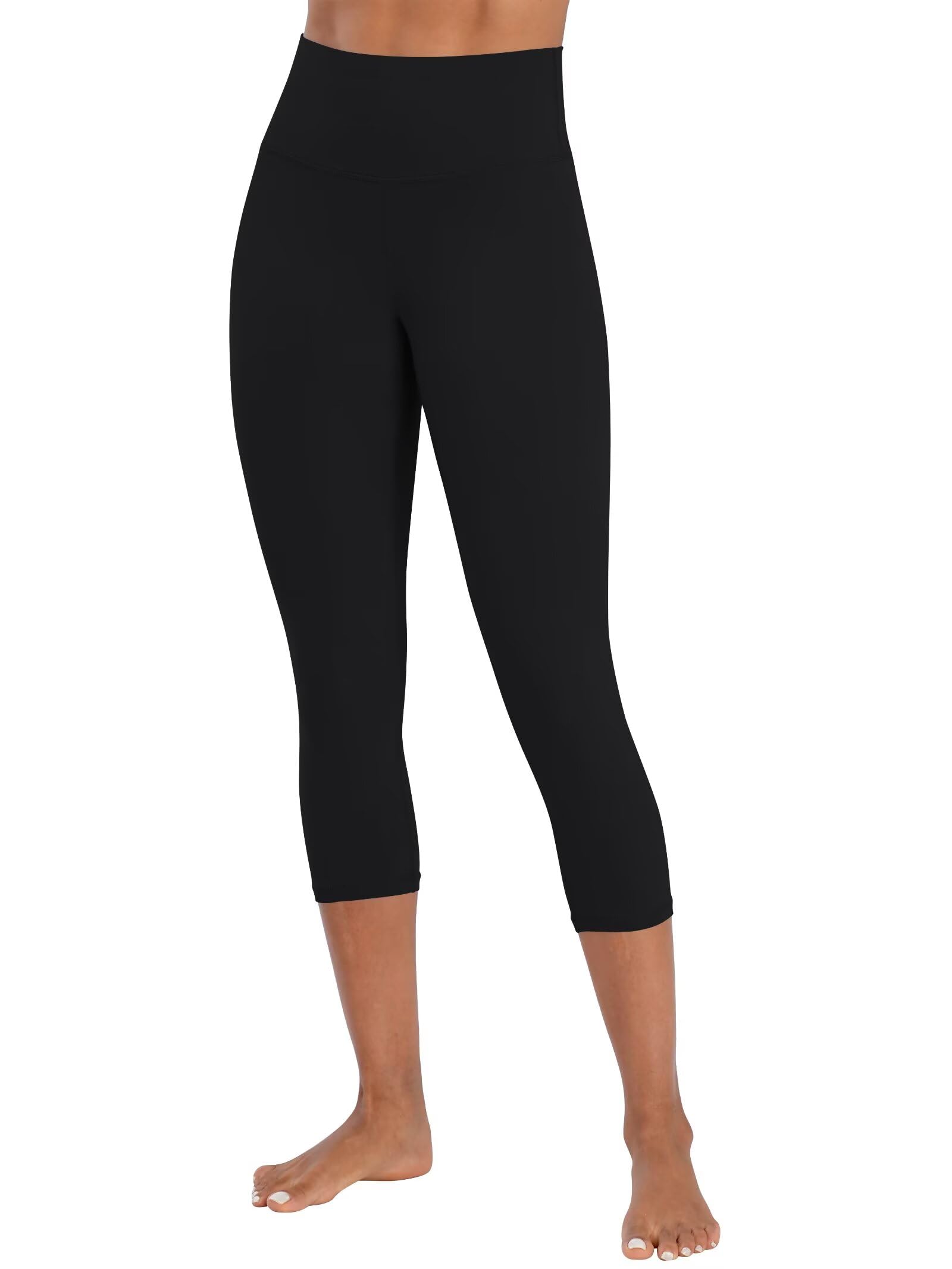 Sunzel Sunzfly Capri Leggings da Donna, 3/4 Pantaloni da Yoga a Vita Alta con Controllo della Pancia per l'Allenamento e La Corsa in Palestra Nero,19"