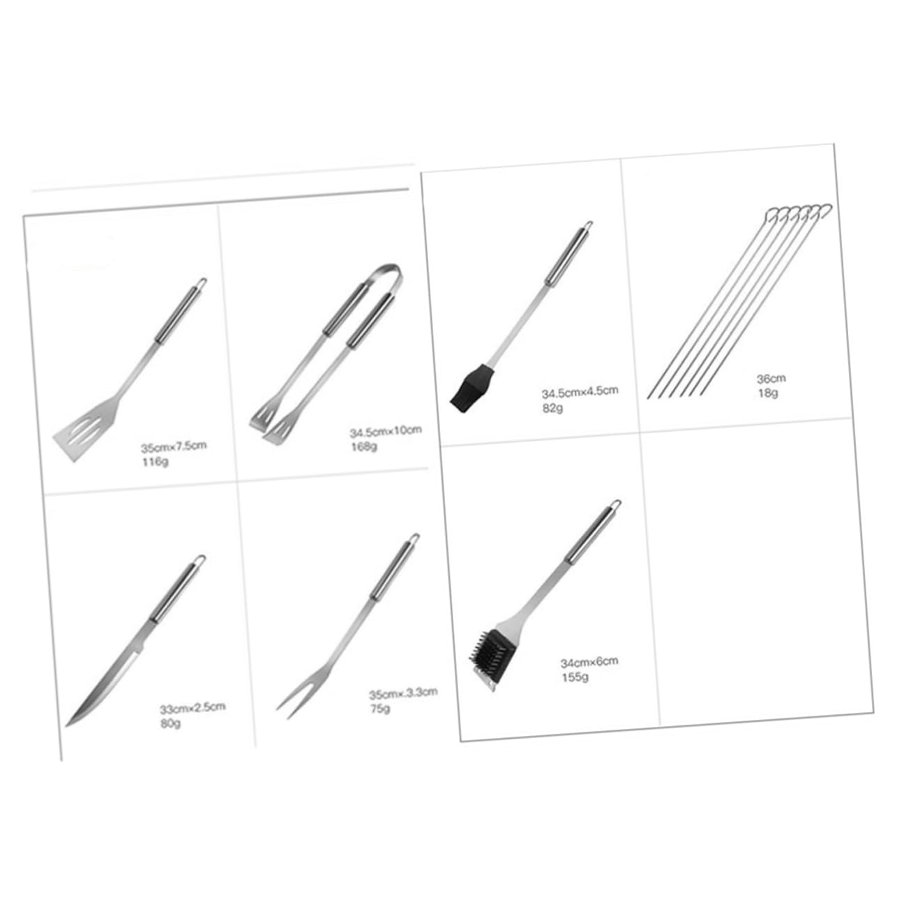 Alipis Herramientas de Barbacoa con Bolsa Negra Juego de 12 de Acero Inoxidable para Picnic y Exterior