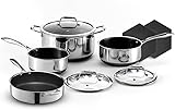 HexClad 10 Piece Cookware Set, 6 Piece Pot Set with Lids and Trivets and 5.5 Quart Saute Pan, Oven and Dishwasher Safe, Compatible with All Cooktops