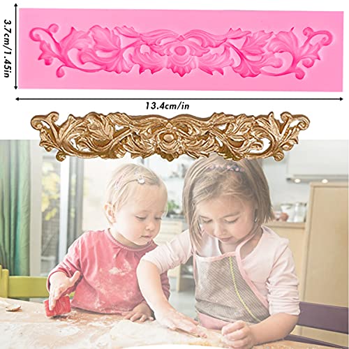 Rainmae 5 Pcs Baroque Style Curlicues Scroll Lace Fondant Silicone Mold, Relief Flower Lace Mould Filigree Mold 3D Sculpted Decoration, Cupcake Topper, Jewelry, Polymer Clay, Crafting Projects - Image 5