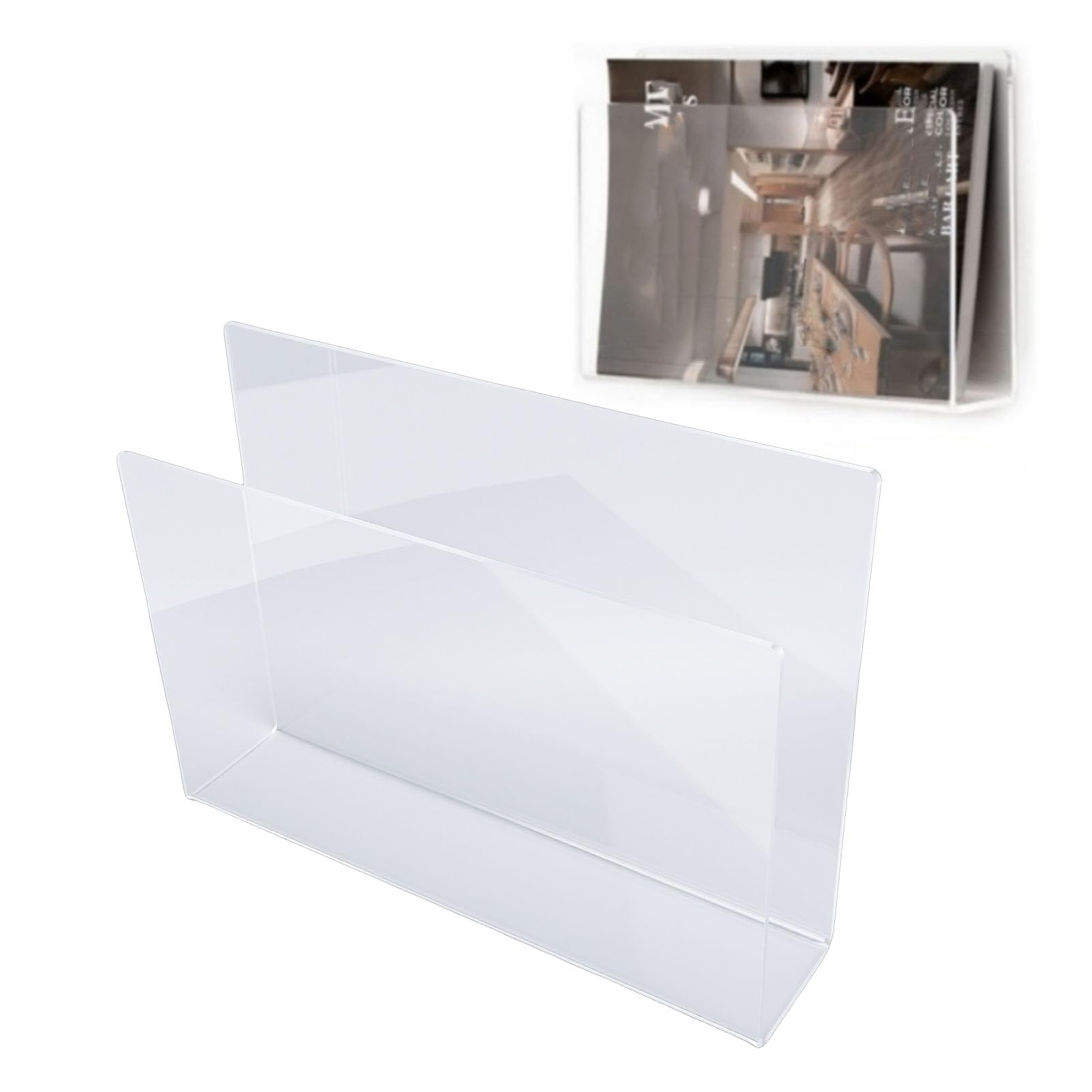 Archivador de Pared de Bolsillo de Acrílico Transparente Elegante, Revistero Versátil de Montaje en Pared y Organizador de Papel para Oficina, 2 uds.