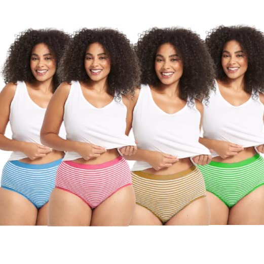 Image of VESY Women Cotton Hipster Solid Line Plus Size Panty Small to 10XL (Pack of 4)