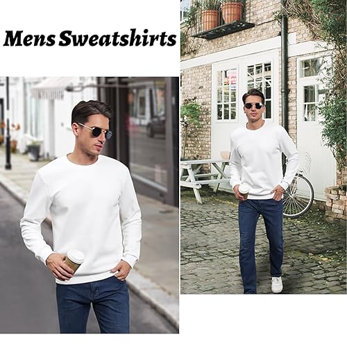 Magcomsen Crew Neck Sweater For Men Crewneck Sweatshirt Sudaderas De Hombre Sweatshirts For Men Fleece Pullover Men Caucal Warm Sweatshirt Grey Pink thumb #1