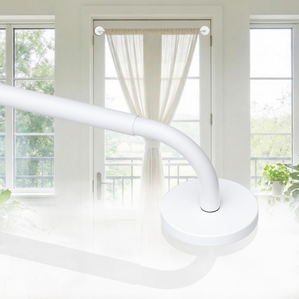 Photo 1 of 1 Pack Magnetic Curtain Rod for Doors, French Door Curtain Rods Adjustable 18-30 Inch, 1/2 Inch Diameter, Magnetic door curtain rod, White