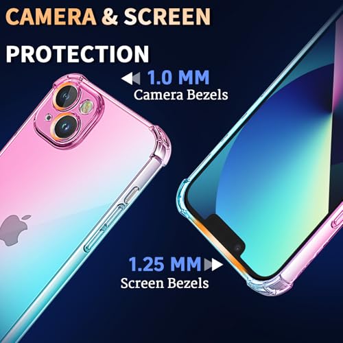 Coque iPhone 13 Mini transparente en silicone haut de gamme rose vert