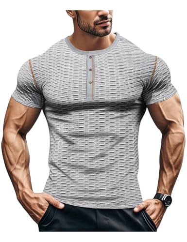 Mens Muscle Slim T Shirt Gym Workout Athletic Tee Shirts V Neck Short Sleeve Shirts