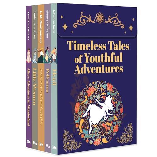 Image of Timeless Tales of Youthful Adventures | Box Set of 5 Unabridged Classics: Little Women, Heidi, Anne of Green Gables, Pollyanna & Alice in Wonderland | Gift Box for Kids & Adults