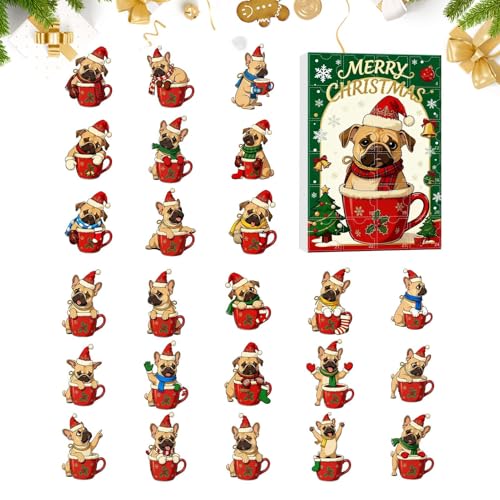 クリスマスカウントダウン - アクリル製楽しい24日間犬テーマかわいいおもちゃ | 面白い犬のクリスマスカレンダー,大人 男性 女性 家族 子供 ティーン 男の子 女の子 ホリデーシーズン ホームパーティー向け