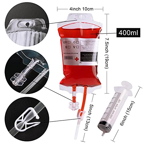 Orgrimmar 10 Packs Blood Bags For Drinks Container Reusable Drink Pouches Halloween Party Cups With Extra Syringe And Set Of Labels #TOP1