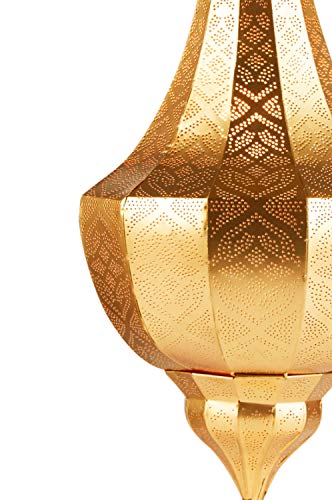 Orientalische Lampe Pendelleuchte Gold Kanita 50cm E27 Lampenfassung | Marokkanische Design Hängeleuchte Leuchte aus… – Bild 4