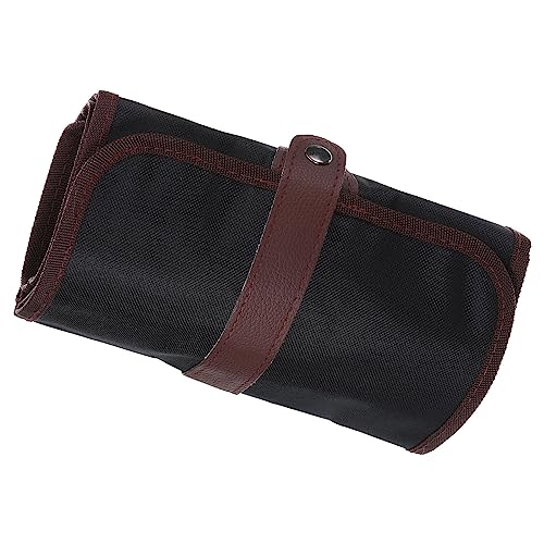 Image of PATIKIL Handmade 72 Slots Roll Up Pencil Case, Oxford Cloth Pencil Wrap Pouch Pen Holder Organizer for Artist Drawing Coloring Sketching, Brown /Black