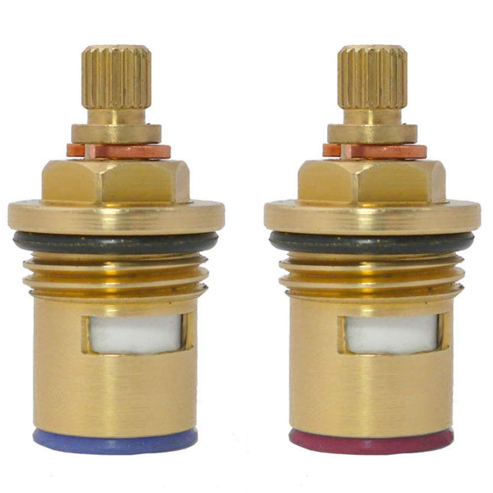 Pair of Tap Magician Replacement Ceramic Disc Quarter Turn Tap Cartridges (Pair) 20 Teeth BSP 1/2" SUPPLIED WITH SOLID BRASS SCREWS (QH43H)