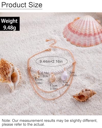 Shell Pearl Arm Cuff for Women Summer Cowrie Shell Starfish Charm Arm Cuff Upper Arm Trendy Pearl Beaded Armlet Armband Beach Jewelry Accessories for Her 6