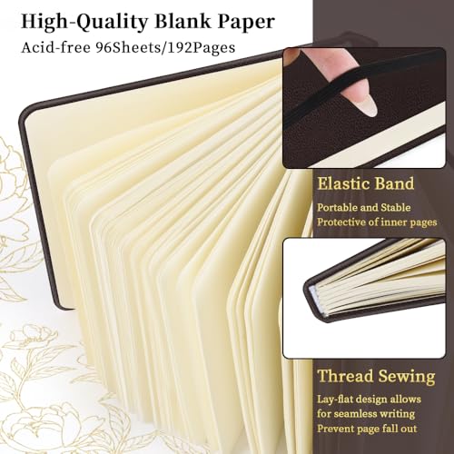 Image of 5x5 Pocket Sketch Book,80gsm Hardcover Art Sketchbook for Drawing Journal | PU Cover,Blank Paper,96Sheets /192Pages,Lay-Flat,Portable Travel Creation Paint Diary Memo Planner,Dry Media.Dark Brown