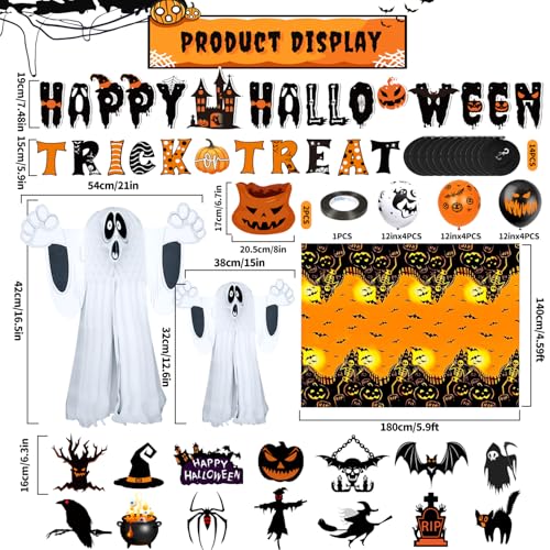 iZoeL Spooky Halloween Decorations Scary Halloween Balloons Floating Ghost Bat Table Cloth Banner Hanging Wall Party Decorations - Indoor Outdoor Decor - Image 2