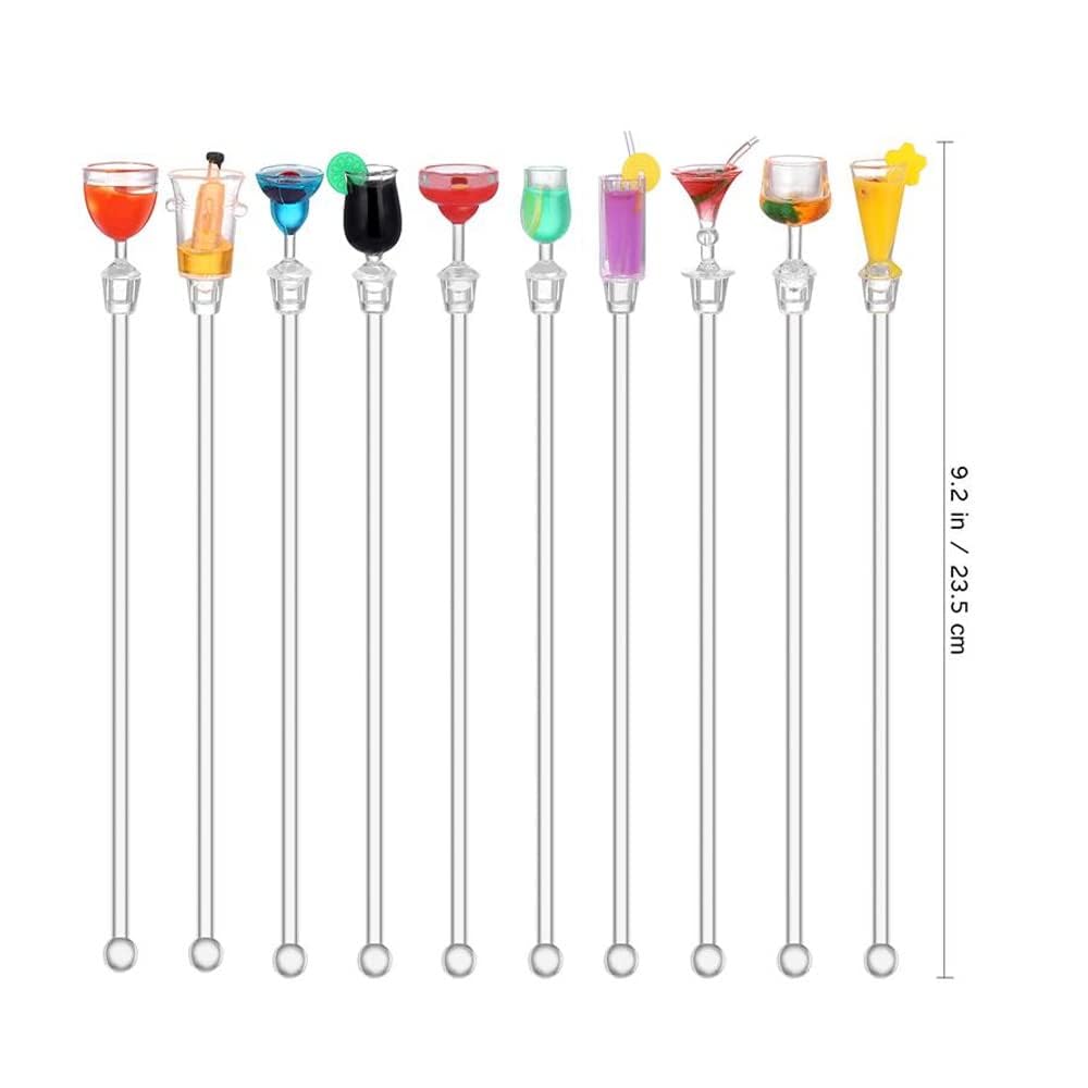 Cocktail Stirrer 10 Stück Bunter Acryl Cocktail Rührer 23CM Cocktailstäbchen für Party Bar Café Restaurant