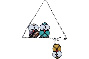 Multicolor Owls on a Wire Suncatcher