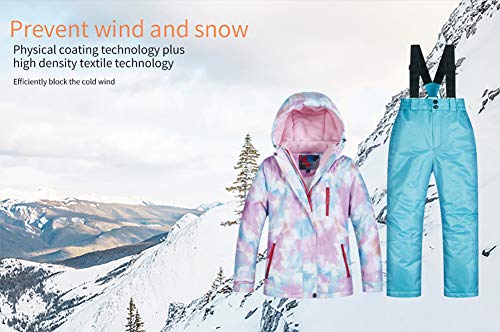 Image of Girls /Boys Snowsuits Hooded Insulated Windproof Winer Coats Ski Jacket Snow Pants Set
