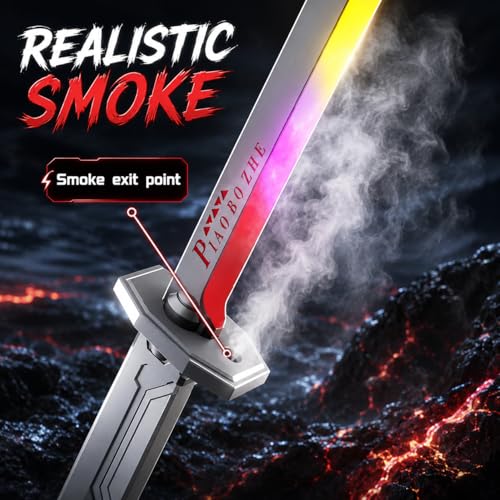 Image of BraintasticKids Light Up Spray Sword Toy with Mist & LED Lights | Long Straight Action Sword for Role Play | Durable Plastic Toy Weapon for Boys & Girls | Birthday Gift Toy for Kids Age 3+