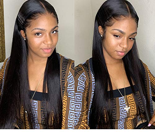 13X6 Lace Front Wig 14 Inch Hd Transparent Lace Straight 13 By 6 Frontal Wig With Baby Hair Preplucked Bleached Knots Brazilian Virgin Human Hair For Women 6 Inch Deep Part Space Short Wigs