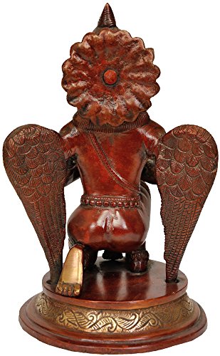 Garuda Exotic India Rouge Chola, statue de divinité hindoue de 23cm