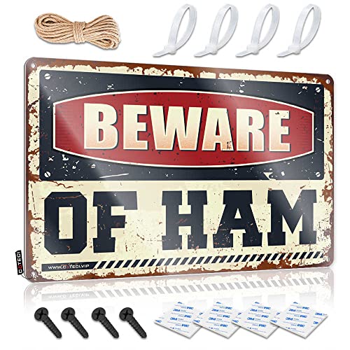 COTECI リングサイン ホームセキュリティ用 Beware Of Ham メタルサイン 勧誘サインなし House Cai 警告サイン (サイズ:20X30CM)