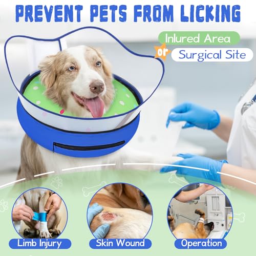 Image of Elevated Inflatable Dog Cone Collar Alternative After Surgery, Dog Donut Collar, Soft Pet Cone to Stop Licking for Small Medium Large Dogs