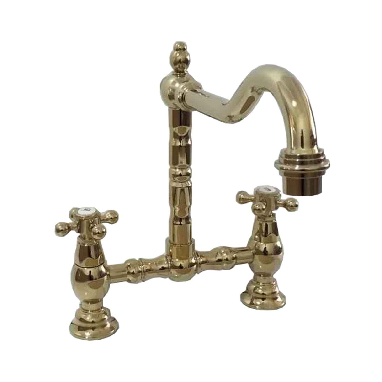 Kitchen Sink Mixer Taps 2 Hole Dual Lever Rotable Bridge Tap Brass Hot and Cold Water,Chrome-Plated Silver