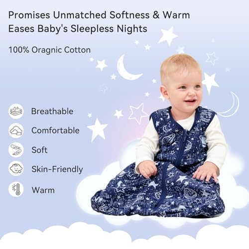 baby sleep sack 6-12 months 3 pack 100 cotton lightweight 05 tog wearable blanket baby sleep bag with 2-way zipper for newborn infant blue