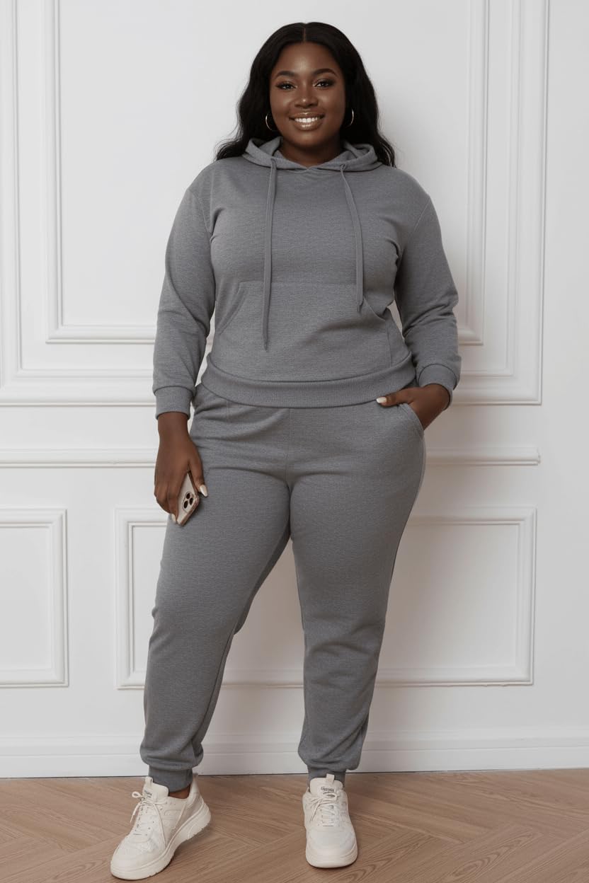 CLOCOR Womens 2 Piece Outfits Sweatsuits - Tracksuit Set Long Sleeve Crop Top & Drawstring Wide Leg Pants with Pockets - Image 4