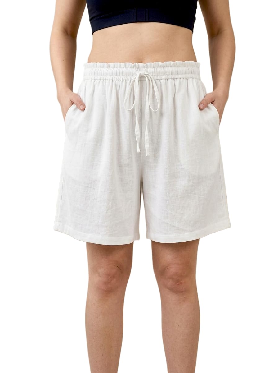Women's Size Rayon Shorts Knee Length Drawstring Waist Two Pockets Casual Summer Lightweight Breathable Comfortable Soft Fabric Elastic Waistband-image-8