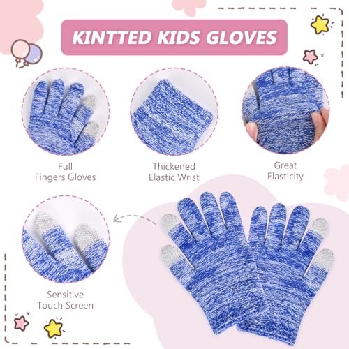 Image of Kids Winter Hat Gloves Scarf Set,Toddler Girls Winter Hat Kids Beanie with Pom Neck Warmer Gaiter Mittens Fleece Lined Set