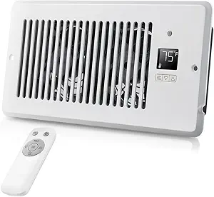 Ventilador de refuerzo para registro de ventana para orificio de registro de 4" x 10", ventilador de refuerzo de ventilación con pantalla LCD y termostato, ventiladores de ventilación doméstica de 11 velocidades con control remoto, ventiladores