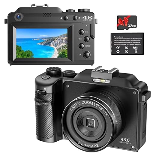 Vmotal Fotocamera Digitale 4K, Foto UHD 48MP Video 4K 30FPS, Doppio Obiettivo, Zoom Digitale 18x, Fotocamera Autofocus per Fotografia, Con Wifi e Scheda SD da 32GB, Fotocamera Vlogging per YouTube