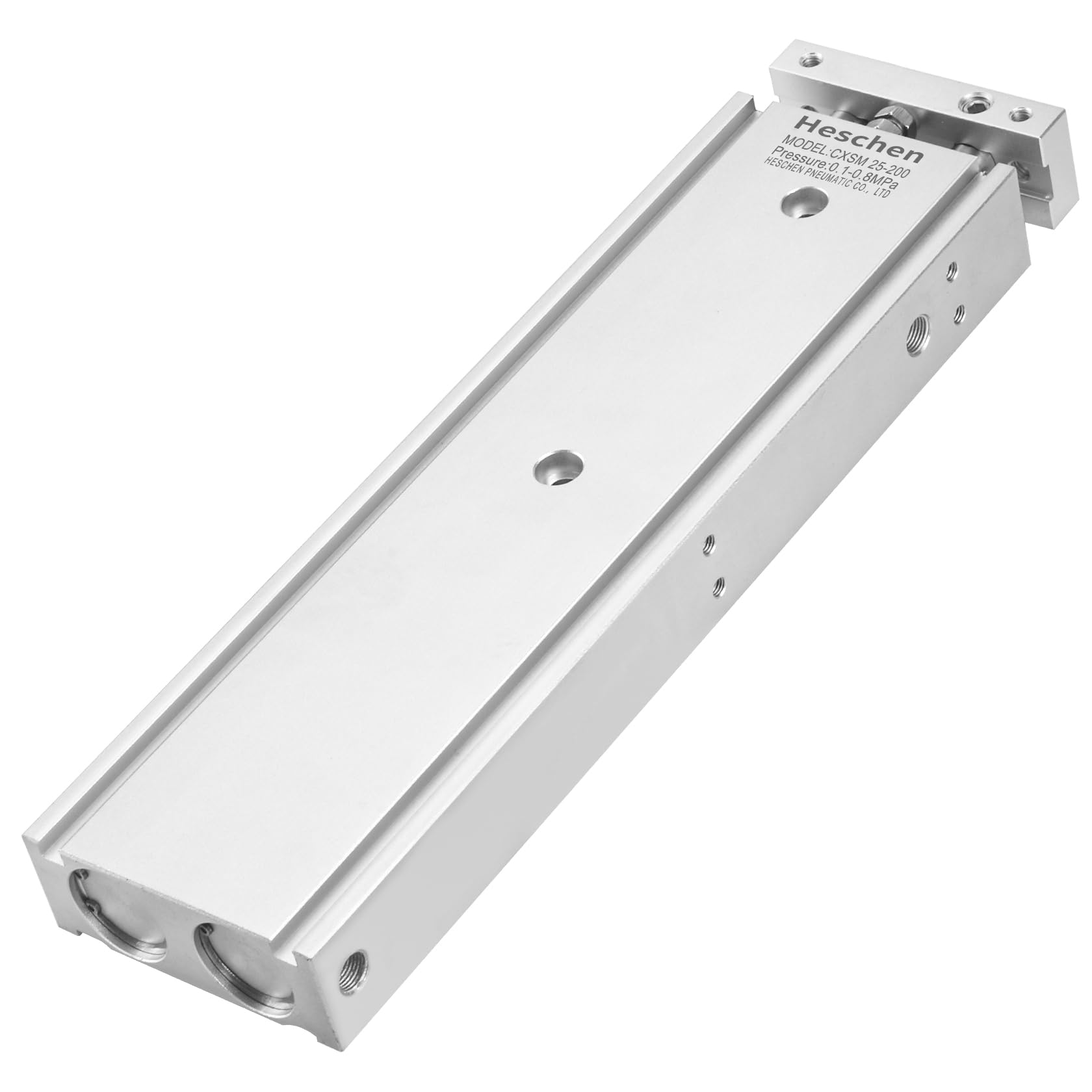 Heschen Doppelter Aluminium-Luftzylinder, CXSM 25-200, Führungsstangen-Platte, Doppelstabgeführt, Pneumatisches Gleitlager, Gepolstert, 25mm Bohrung, 200mm Hub, Doppelt Wirkend